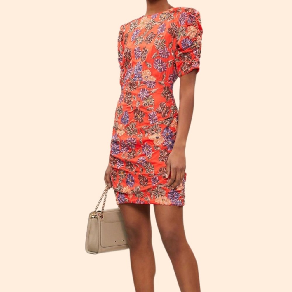 Maje Razul Sequin Red Mini Dress